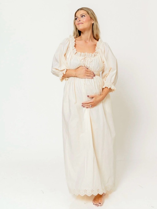 Worth Collective Dresses & Skirts - Daydreamer 100% Cotton Maxi Dress in Cream - Bump Friendly - 1XL